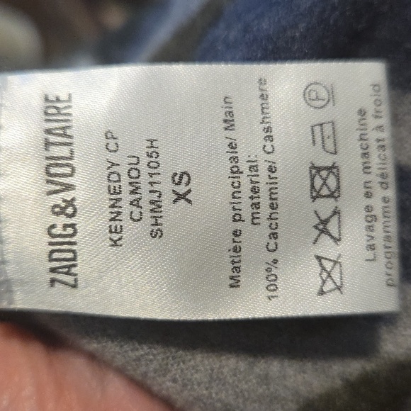 Zadig & Voltaire cashmere blue/grey camo sweater Sz XS - Picture 9 of 10